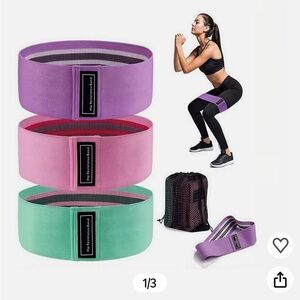 Set of 3 Resistance Bands - Purple, Pink, Green